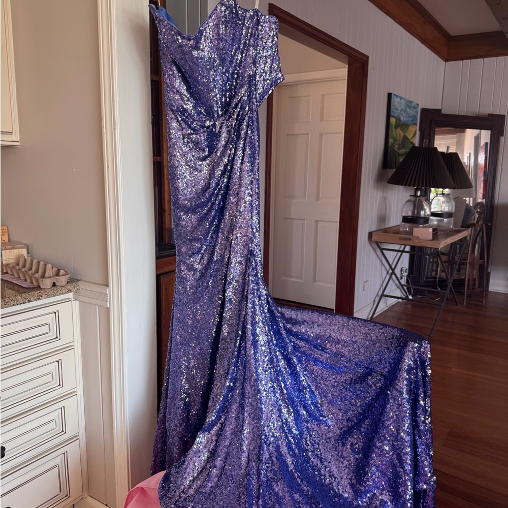 Sherri Hill Purple Sequin Prom Gown